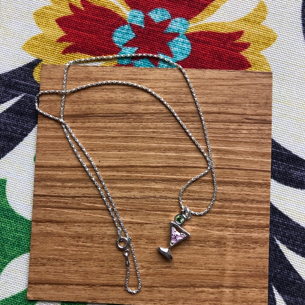 Sterling Silver Martini Glass Necklace - Picture 10 of 10